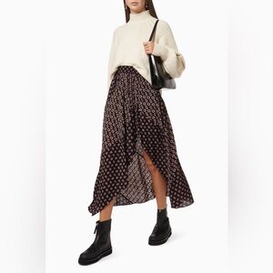 MAJE Jariri Monogram Print Midi Skirt
